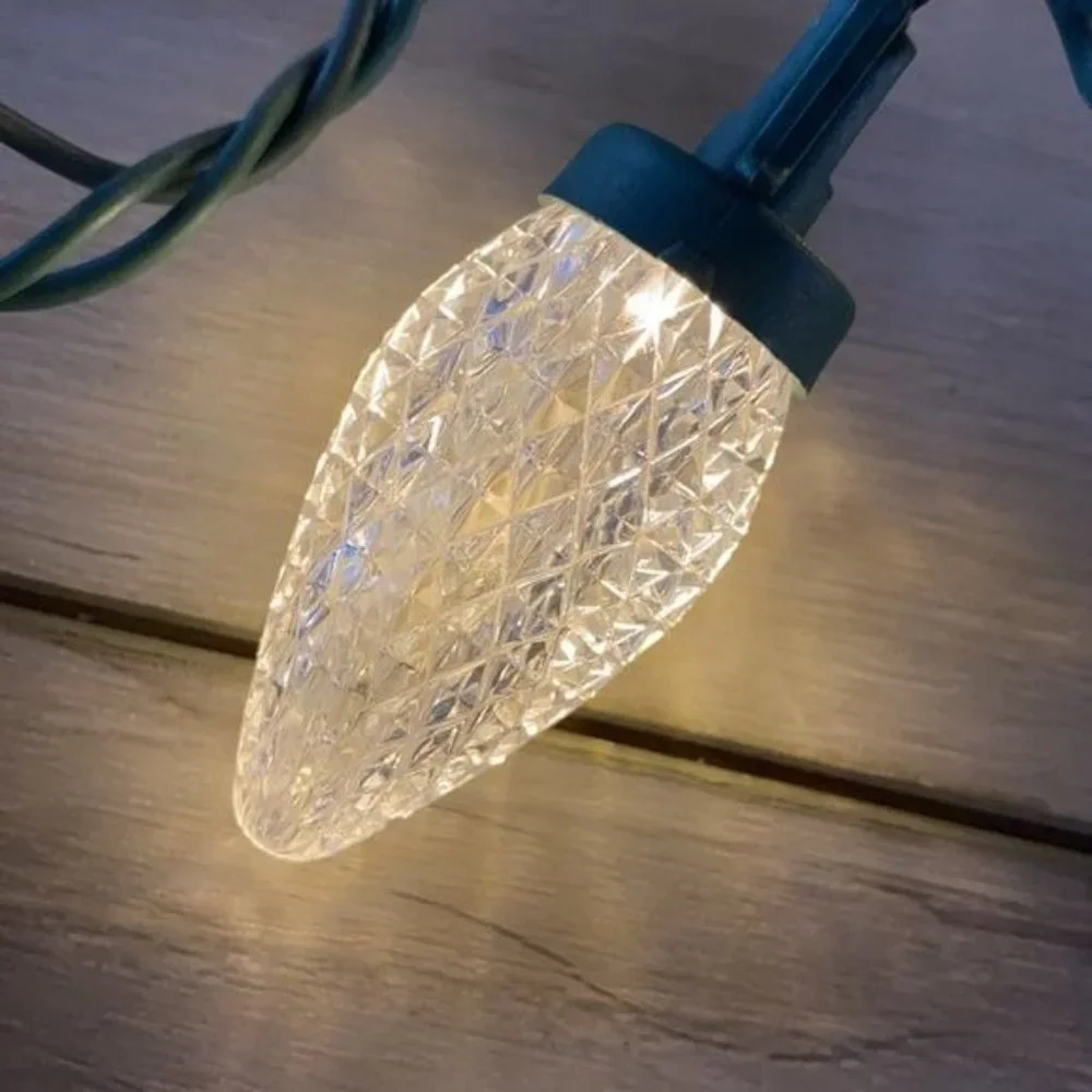 25 C9 Pure White LED Diamond Cut String Lights